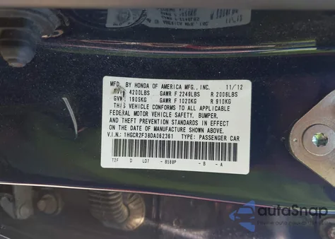 2013 Honda Accord Lx z USA, uszkodzony, nr VIN 1HGCR2F38DA062361
